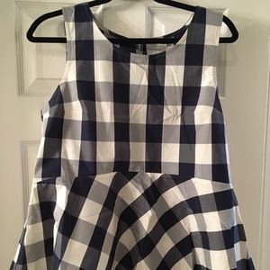 Anthropologie Blue & White Poplin Peplum Size 12